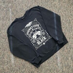 Zion Rootswear Johnny Cash The Man In Black Graphic Sweatshirt Mens Large Black